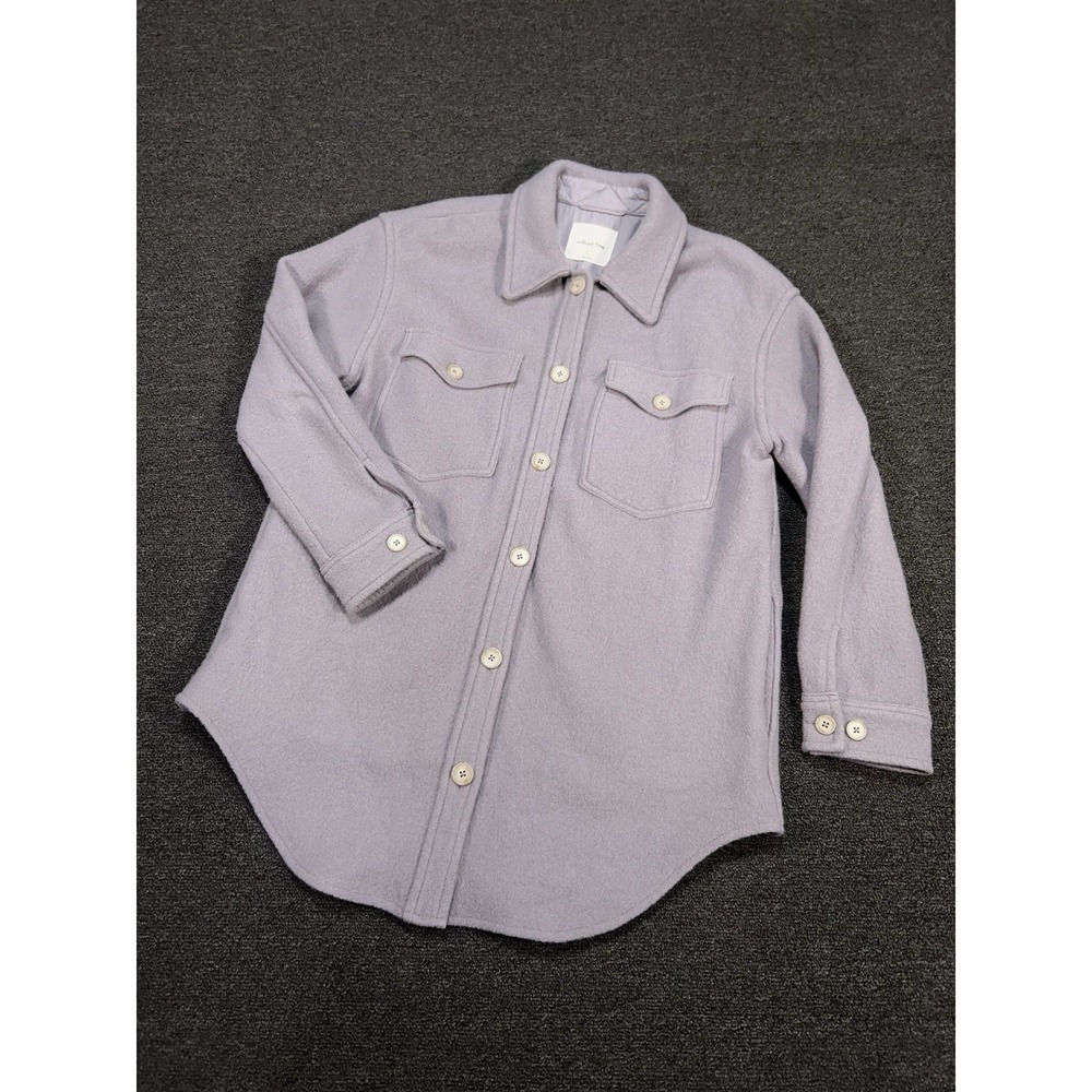 Wilfred Free Aritzia The Ganna Utility Shirt Jacket Lavender Merino Wool Large